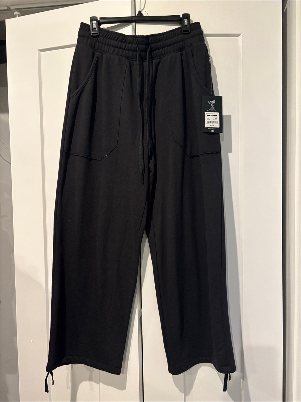 Wide Leg Black Drawstring Lounge Pants